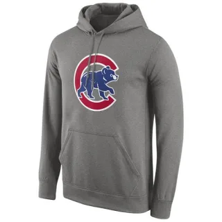 Men's Gray Chicago Cubs Logo Performance Pullover Hoodie -