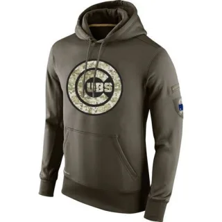 Men's Olive Chicago Cubs Salute To Service KO Performance Hoodie