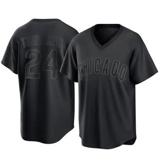 Men's Replica Black Caleb Thielbar Chicago Cubs Pitch Fashion Jersey