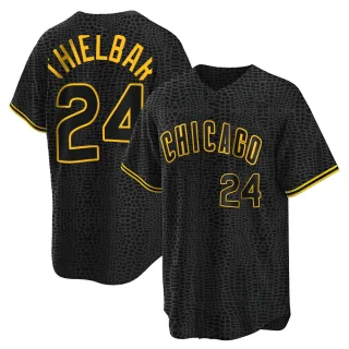 Men's Replica Black Caleb Thielbar Chicago Cubs Snake Skin City Jersey