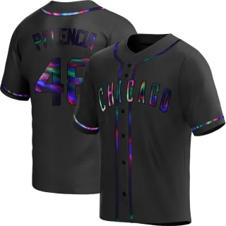 Men's Replica Black Holographic Daniel Palencia Chicago Cubs Alternate Jersey
