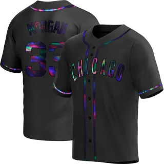 Men's Replica Black Holographic Eli Morgan Chicago Cubs Alternate Jersey