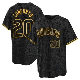 Men's Replica Black Michael Conforto Chicago Cubs Snake Skin City Jersey