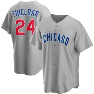 Men's Replica Gray Caleb Thielbar Chicago Cubs Road Jersey