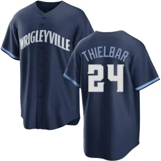 Men's Replica Navy Caleb Thielbar Chicago Cubs 2021 City Connect Jersey