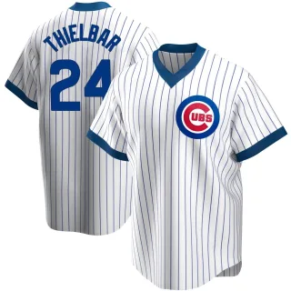 Men's Replica White Caleb Thielbar Chicago Cubs Home Cooperstown Collection Jersey