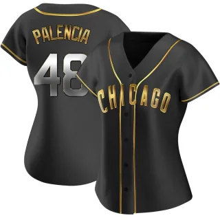 Women's Replica Black Golden Daniel Palencia Chicago Cubs Alternate Jersey
