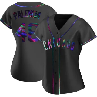Women's Replica Black Holographic Daniel Palencia Chicago Cubs Alternate Jersey