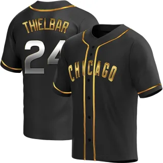 Youth Replica Black Golden Caleb Thielbar Chicago Cubs Alternate Jersey