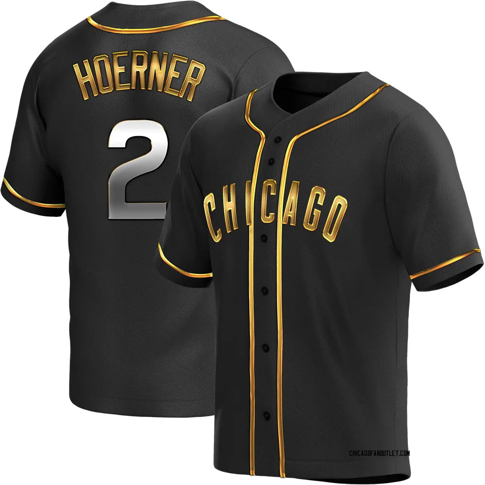 Youth Replica Black Golden Nico Hoerner Chicago Cubs Alternate Jersey